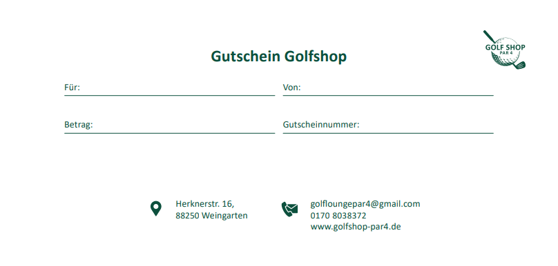 Golfshop-Par4 Geschenkgutschein